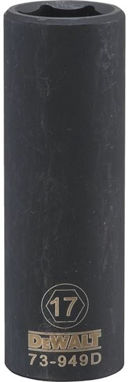 DeWALT DWMT73949OSP Impact Socket, 17 mm Socket, 1/2 in Drive, 6-Point, CR-440 Steel, Black Oxide