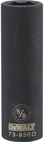 DeWALT DWMT73936OSP Impact Socket, 5/8 in Socket, 1/2 in Drive, 6-Point, CR-440 Steel, Black Oxide