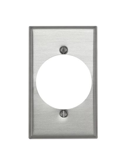 Leviton 83028 Wallplate, 4-1/2 in L, 2-3/4 in W, 1-Gang, Aluminum, Silver, Satin, Flush Mounting