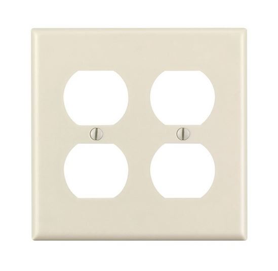 Leviton 78016 Receptacle Wallplate, 4-1/2 in L, 4-9/16 in W, 2 -Gang, Thermoset, Light Almond, Smooth