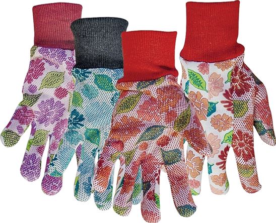 Boss 751 Protective Gloves, Women's, One-Size, Knit Wrist Cuff, Polyester, Blue/Pink/Red