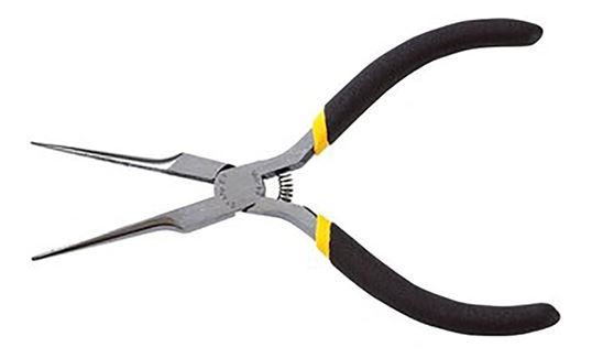 Stanley 84-096 Nose Plier, 6 in OAL, Black Handle, Double-Dipped Handle, 1/8 in W Tip