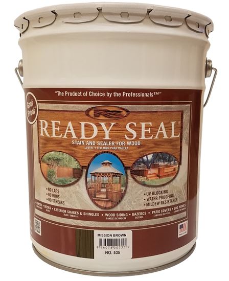 Ready Seal 535 Exterior Wood Stain, Flat, Mission Brown, Liquid, 5 gal