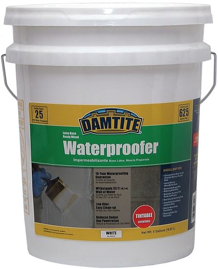 Damtite 03555 Latex Waterproofer, White, Liquid, 5 gal, Pail