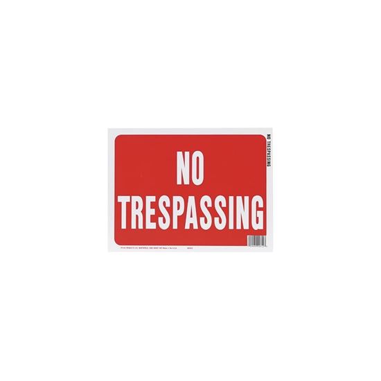 Hy-Ko 20612 Identification Sign, Rectangular, NO TRESPASSING, White Legend, Red Background, Plastic, Pack of 10