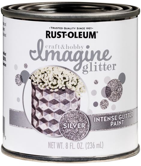 Rust-Oleum Imagine Craft & Hobby 345699 Intense Paint, Glitter Silver, 8 oz, Can