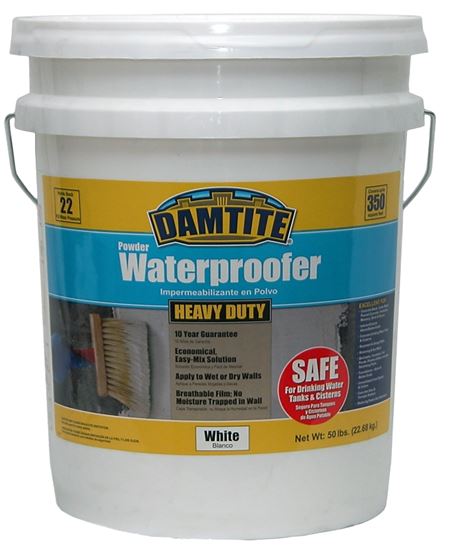 Damtite 01551 Foundation Coating, White, Powder, 50 lb Pail