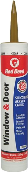 Red Devil 084630 Siliconized Acrylic Caulk, Cedar, -20 to 180 deg F, 10.1 fl-oz Cartridge, Pack of 12