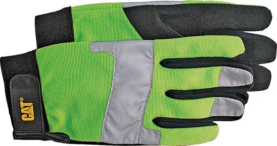 CAT CAT012214L Utility Gloves, L, Synthetic Leather, Black/Fluorescent Green