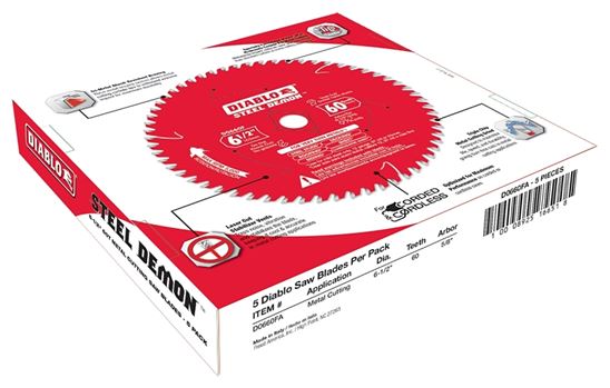 Diablo STEEL DEMON D0660FA Saw Blade, 6-1/2 in Dia, 5/8 in Arbor, 60-Teeth, Carbide Cutting Edge