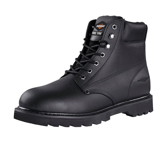 Diamondback Work Boots, 7.5, Medium W, Black, Leather Upper, Lace-Up, Steel Toe, With Lining