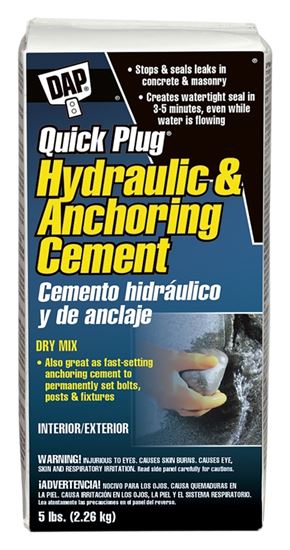 DAP Quick Plug 14086 Hydraulic and Anchoring Cement, Powder, Gray, 28 days Curing, 5 lb Box