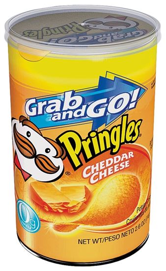 Pringles 84561 Potato Chips, Cheddar, Cheese Flavor, 2.5 oz Can, Pack of 12