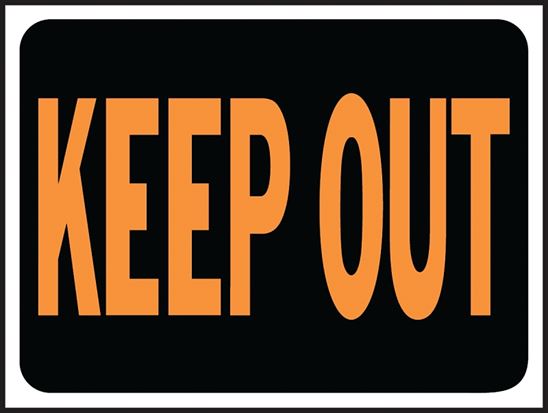 Hy-Ko Hy-Glo Series 3010 Identification Sign, Rectangular, KEEP OUT, Fluorescent Orange Legend, Black Background, Pack of 10