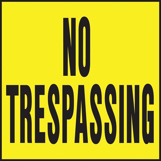 Hy-Ko YP-7 Novelty Lawn Sign, Square, NO TRESPASSING, Black Legend, Yellow Background, Plastic, Pack of 20