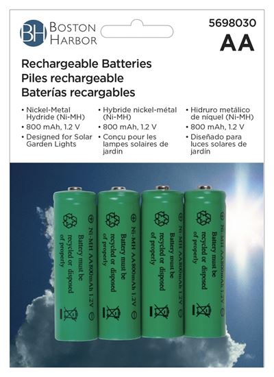 Boston Harbor 24184 Battery, 1.2 V Battery, 800 mAh, AA Battery, Nickel-Metal Hydride Battery Series