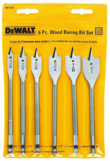 DeWALT DW1587 Spade Bit Set, Heavy-Duty, 6-Piece, Carbon Steel