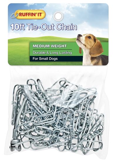 Ruffin'It 22100 Tie-Out Chain, Medium-Weight, 10 ft, Steel, Silver