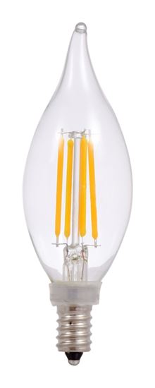 Sylvania 40207 LED Bulb, Decorative, B10 Flame Tip Lamp, 60 W Equivalent, E12 Lamp Base, Dimmable, Daylight Light