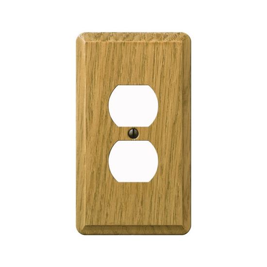 AmerTac Contemporary 901DL Outlet Wallplate, 5-1/4 in L, 3 in W, 1 -Gang, Wood, Light Oak, Screw Mounting