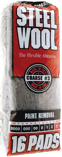 Homax 106606-06 Steel Wool, #3 Grit, Coarse, Gray