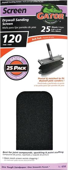 Gator 3302 Sanding Screen, 11-1/4 in L, 4-1/4 in W, 120 Grit, Medium, Silicone Carbide Abrasive