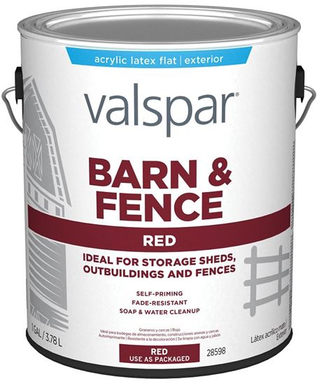 Valspar 018.3121-10.007 Barn and Fence Paint, Red, 1 gal, Pack of 4