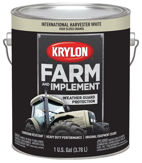 Krylon K01980000 Farm Equipment Paint, High-Gloss Sheen, International Harvester White, 1 gal, Pack of 4