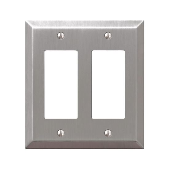 AmerTac Century 163RRBN Wallplate, 4-15/16 in L, 4-9/16 in W, 2 -Gang, Steel, Brushed Nickel