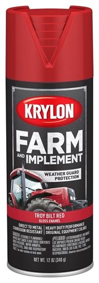 Krylon K01960777 Farm Equipment Spray, High-Gloss, Troy Bilt Red, 12 oz, Pack of 6