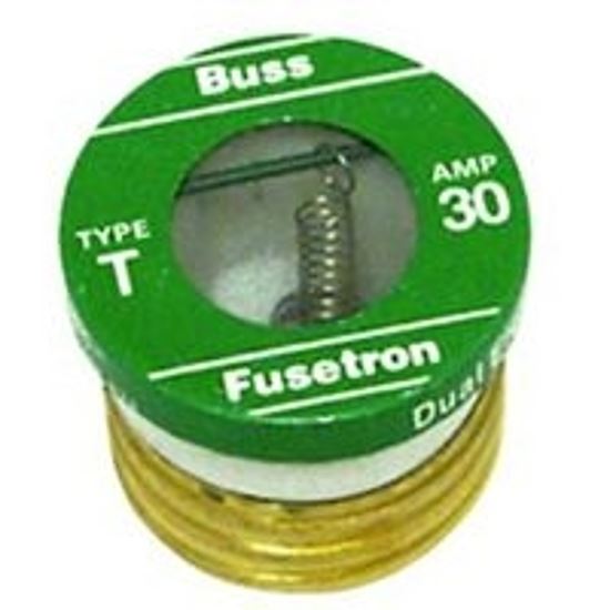 Bussmann T-30 Plug Fuse, 30 A, 125 V, 10 kA Interrupt, Plastic Body, Low Voltage, Time Delay Fuse