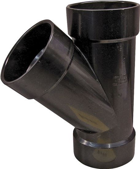 Canplas 102304LBC Pipe Wye, 4 in, Hub, ABS, Black