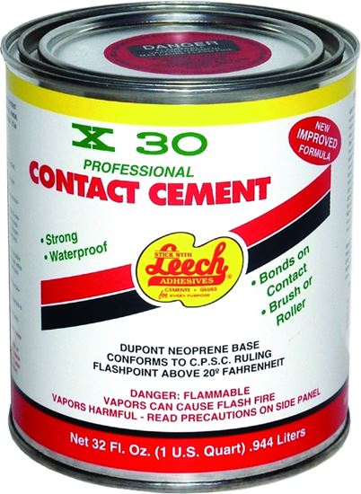 Leech Adhesives X-30 X30-78-6 Contact Cement, Clear, 1 qt Can