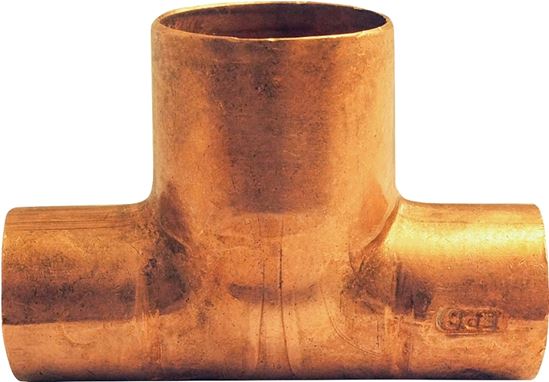 Elkhart Products 111BH Series 32704 Bullhead Pipe Tee, 1/2 x 1/2 x 3/4 in, Sweat, Copper