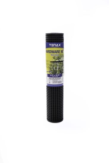 Tenax 711391 Hardware Net, 15 ft L, Quadrangular Mesh, 1/2 x 1/2 in Mesh, Polyethylene, Black