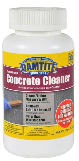 Damtite 09712 Concrete Cleaner, Crystals, Odorless, Opaque White, 12 oz, Bottle