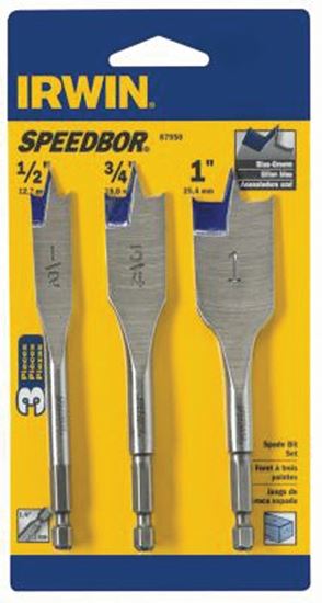 Irwin 87950 Spade Bit Set, Standard, 3-Piece, HSS, Bright