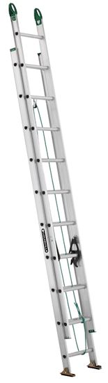 Louisville AE4220PG Extension Ladder, 240 in H Reach, 225 lb, 20-Step, 1-1/2 in D Step, Aluminum