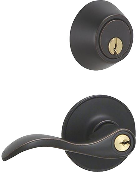 Schlage JC60VSEV716 Bore Adapter Plate, Mechanical Lock, Lever Handle, Wave Design, Aged Bronze, 3 Grade, Metal