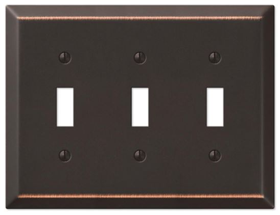 Amerelle Century 163TTTDB Wallplate, 4-15/16 in L, 6-1/2 in W, 3 -Gang, Steel, Aged Bronze, Pack of 3