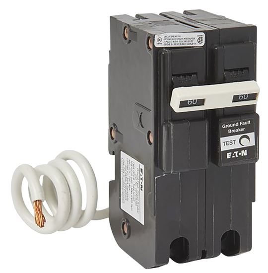 Cutler-Hammer GFTCB260 Circuit Breaker, GFCI, Type GFTCB, 60 A, 2 -Pole, 120/240 V, Plug Mounting