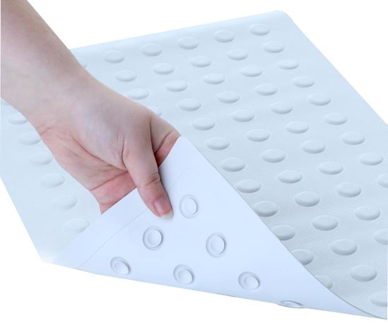 SlipX Solutions 06401 Safety Bath Mat with Microban, 22 in L, 14 in W, Rubber Mat Surface, White