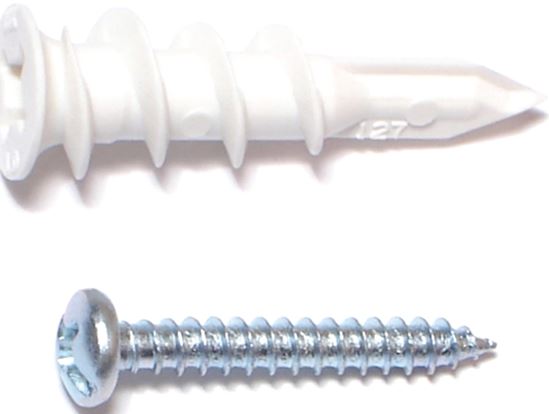 Midwest Fastener 10424 Hollow Wall Anchor with Screw, #6 Thread, 1 in L, Plastic