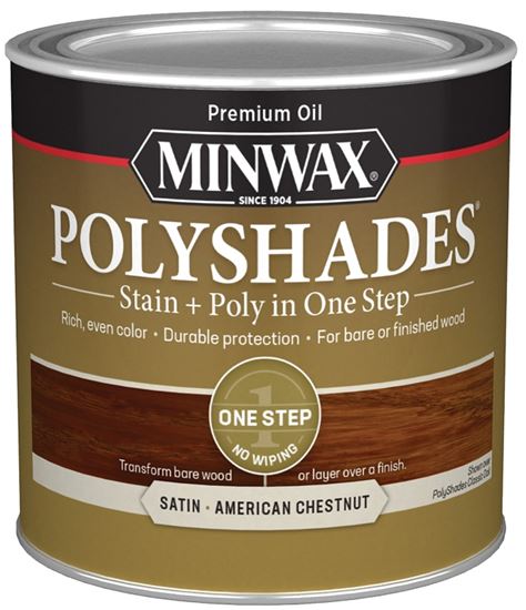 Minwax 213754444 Waterbased Polyurethane Stain, Satin, Liquid, American Chestnut, 0.5 pt, Can