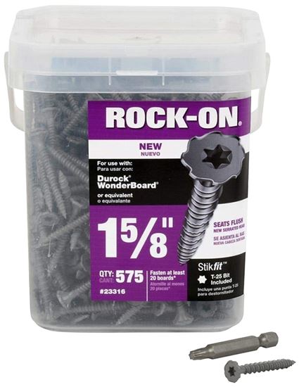 Rock-On 23316 Screw, #9 Thread, 1-5/8 in L, High-Low, Serrated Thread, Star Drive, Sharp Point, Steel, Climacoat