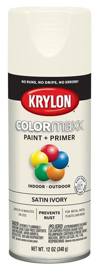 Krylon K05567007 Enamel Spray Paint, Satin, Ivory, 12 oz, Can