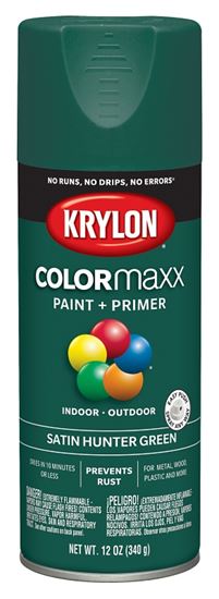 Krylon K05563007 Enamel Spray Paint, Satin, Hunter Green, 12 oz, Can