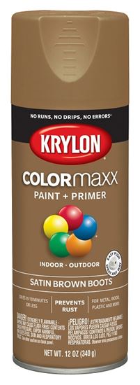 Krylon K05559007 Enamel Spray Paint, Satin, Brown Boots, 12 oz, Can