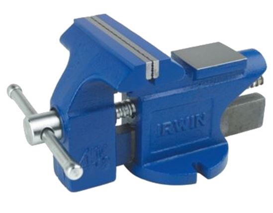 Irwin 2026303 Bench Vise, 4 in Jaw Opening, 4-1/2 in W Jaw, 2-3/8 in D Throat, Cast Iron/Steel, Pipe Jaw