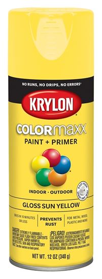 Krylon K05541007 Enamel Spray Paint, Gloss, Sun Yellow, 12 oz, Can